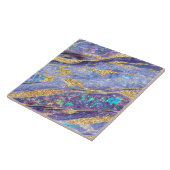 クラスイエレガントオパールマーブルパープル金ゴールドグリッター タイル (側面)