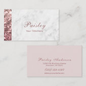 クラスイエレガントバラ金ゴールドグリッターオンマーブルデザイン 名刺 (正面/裏面)