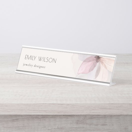 クラスイエレガント抽象芸術赤面水彩フローラ デスクネームプレート (正面)