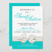 クラスイファッションブルーテーマSweet sixteen誕生日 招待状 (正面/裏面)