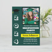 クラスイヤーグリーンの卒業パーティー招待状 招待状 (スタンド正面)