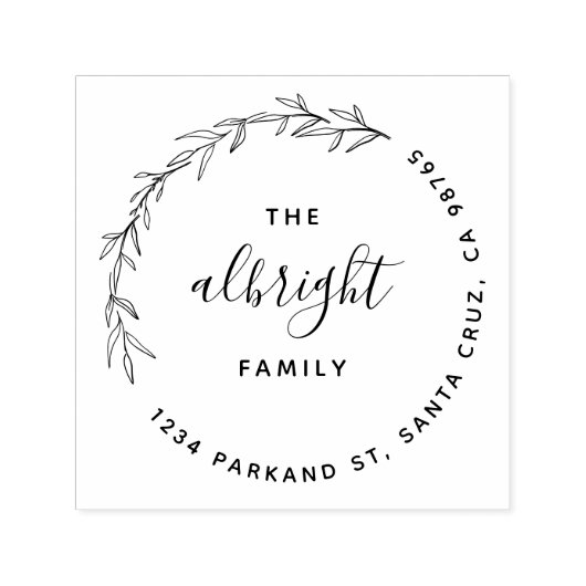 クラスイ葉リースラウンドファミリー差出人住所 セルフインキングスタンプ (デザイン)