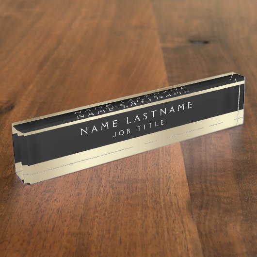 クラスエグゼクティブブラック金ゴールドプロフェッショナル デスクネームプレート (側面)