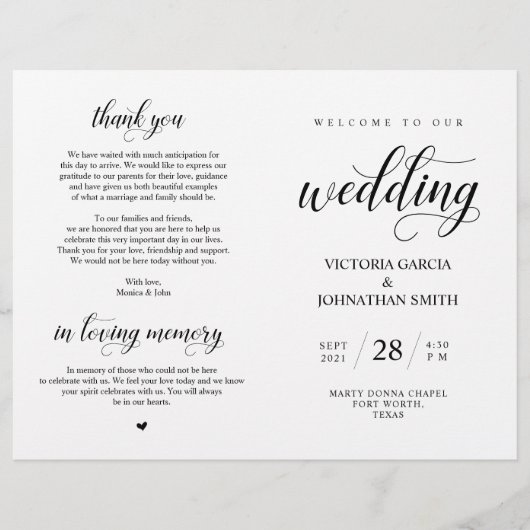 クラスエレガントの式結婚折り畳みプログラム (正面)