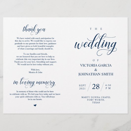 クラスエレガントの式結婚折り畳みプログラム (正面)