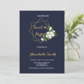 クラスエレガントニーネイビージオメトリック甘い16 招待状 (スタンド正面)