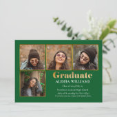 クラスエレガント金ゴールド文字院卒業4写真アナウンス 案内状 (スタンド正面)