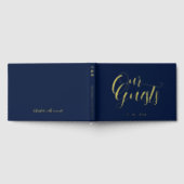 クラスカップル結婚イニシャルの日付年金ゴールド ゲストブック (全面)