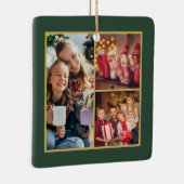 クラスクラシック3ファミリーフォトコラージンググリーン金ゴールド セラミックオーナメント (右)