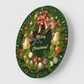 クラスクリスマスリースとメパーソナライズされたッセージ ラウンド壁時計 (傾斜)