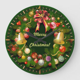 クラスクリスマスリースとメパーソナライズされたッセージ ラウンド壁時計