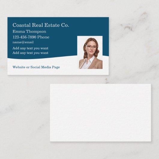 クラスコーストエステ実在ート写真テンプレート 名刺 (正面/裏面)