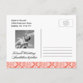 クラスコーラルダマスク日付を保存 案内ポストカード (裏面)