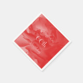 クラスコーラルピンクローズネーム60誕生日紙 スタンダードカクテルナプキン (角)