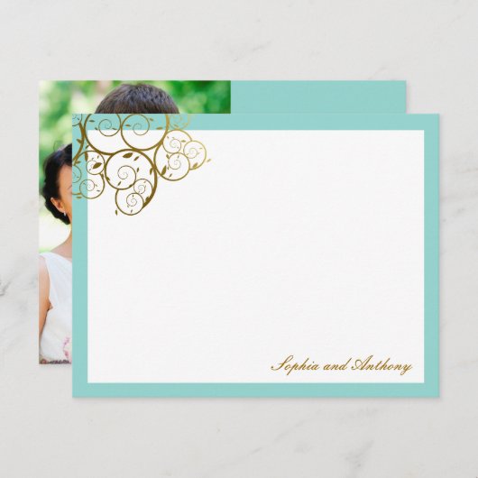 クラスゴールデンエレガントらせん状シッ結婚クの写真 サンキューカード (正面/裏面)