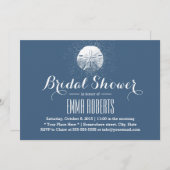 クラスサンドドルネイビーブルーブライダルシャワー 招待状 (正面/裏面)