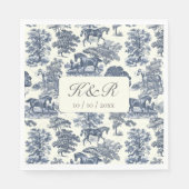 クラスシックエレガントブルーホーストイレネームイニシャル スタンダードランチョンナプキン (正面)