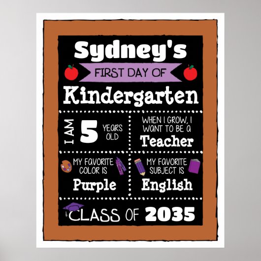 クラスシンボルや象徴の初日 – パープル ポスター (正面)