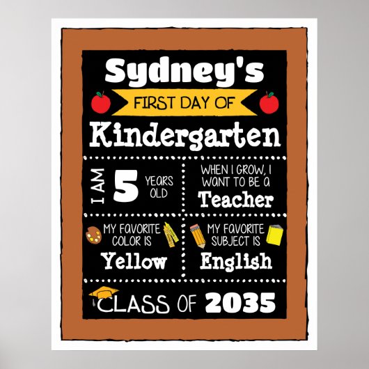 クラスシンボルや象徴の初日 – 黄色 ポスター (正面)