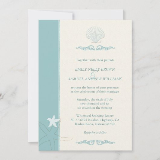 クラスシークリッタービーチ結婚式 招待状 (正面)