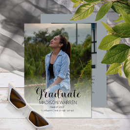 クラススクリプト卒業生2枚の写真卒業グレー 招待状