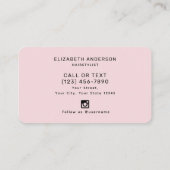 クラススクリプモダントのヘアスタイリスト赤面ピンク 名刺 (裏面)