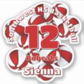 クラスタ赤チームカラーバスケットの子供の名前 シール (正面)