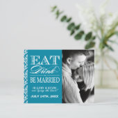 クラスティール（緑がかった色）ダマスク日付の保存 案内ポストカード (スタンド正面)