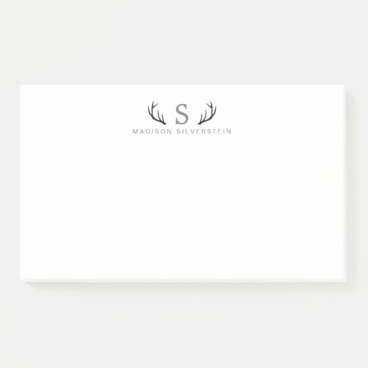 クラスディア〔雄ジカの〕枝角グレーモノグラム ポストイット (正面)