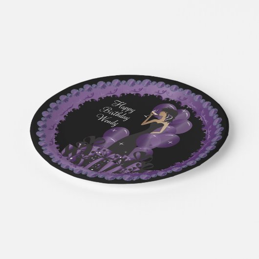 クラスディヴァガールズパーティー | パーソナライズ | パープル ペーパープレート (アングル)