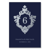 クラスト ネイビーブルー ヴィンテージ アンティーク エレガント ウェディング テーブルナンバー (裏面)