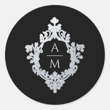 クラスト ブラック フェイク シルバー ヴィンテージ ウェディング モノグラム