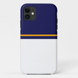 クラスネイビーブルーホワイトカラーブロックイエローストライプ iPhone 11 ケース