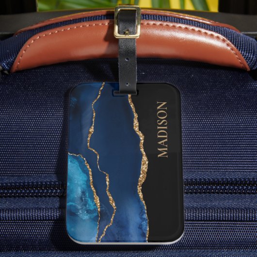 クラスネイビーブルー金ゴールドグリッターブラック名 ラゲッジタグ (正面インサイチュ2)