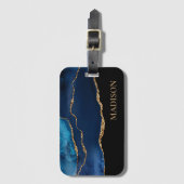 クラスネイビーブルー金ゴールドグリッターブラック名 ラゲッジタグ (正面縦)