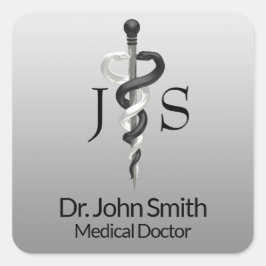 クラスノーブルエレガント医療白黒アスクレピウス スクエアシール