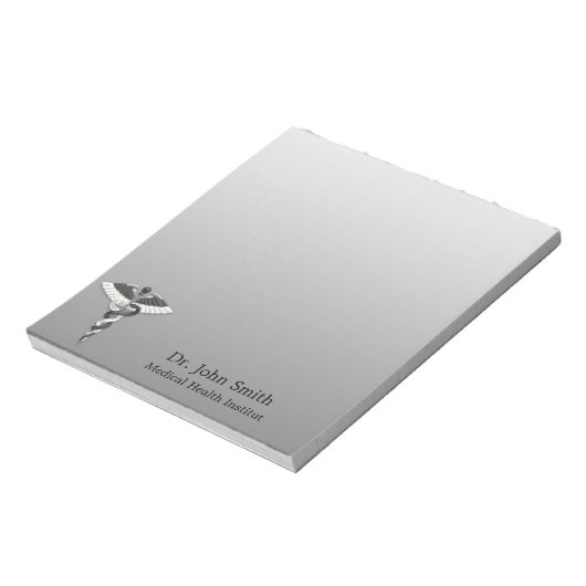 クラスノーブルメディカルエレガント白黒カドゥセウス ノートパッド (回転)