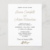 クラスバジェットホワイト&金ゴールド結婚式招待状 (正面)