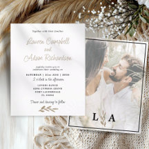 クラスバジェットホワイト&金ゴールド結婚式招待状