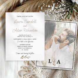 クラスバジェットホワイト&金ゴールド結婚式招待状