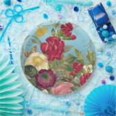 クラスバラ赤、ブルガンディ、黄色、ティール(緑がかった色)裏付き ペーパープレート (パーティー)