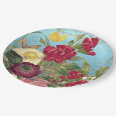クラスバラ赤、ブルガンディ、黄色、ティール(緑がかった色)裏付き ペーパープレート (アングル)