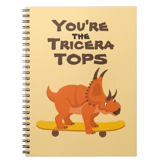 クラスバレンタインおもしろい かわいい 恐竜 赤 ノートブック (正面)