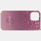 クラスパエレガントープルグリッターモノグラムの名 Case-Mate iPhoneケース (裏面 (横))