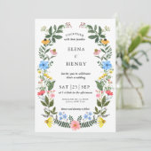クラスパステルワイルドフラワーシークレット庭園の結婚式Inv 招待状 (スタンド正面)