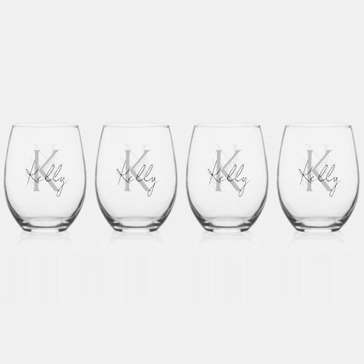 クラスパーソナライズされたの姓 ステムなしワイングラス (裏面)