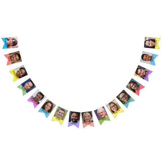 クラスパーソナライズされたまたはチームの16枚の写真と名前 バンティングフラッグ (全)