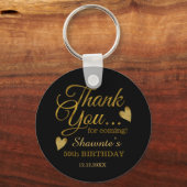 クラスブラックと金ゴールド50番目の誕生日名ありがとう キーホルダー (正面)