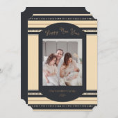 クラスブラック金ゴールドスクリプト年賀状 招待状 (正面/裏面)