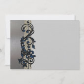 クラスブルーブラックシルバーファンシー結婚式招待状 招待状 (裏面)